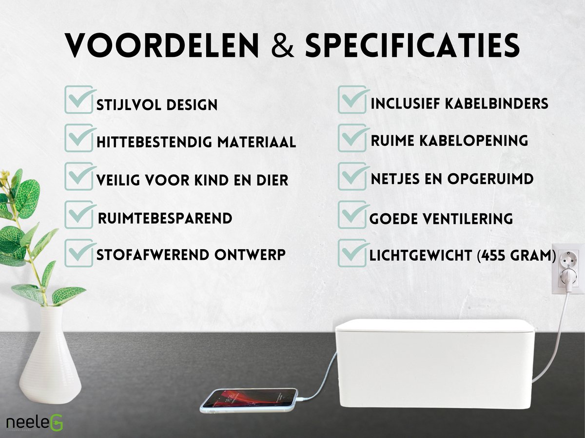Relaxdays Bamboe Kabelbox 6 Apparaten Kabelorganizer Telefoonhouder Oplaadstation 594488261
