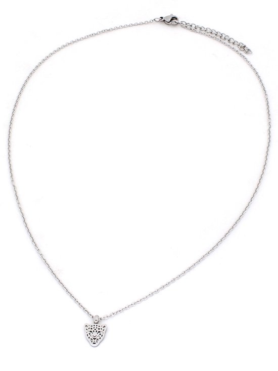 Ketting met Panter / Luipaard - RVS - Lengte Verstelbaar 42-47 cm - Hanger 9 mm - Zilverkleurig