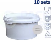 10 x ronde transparante emmer met deksel - 3,5 liter met garantiesluiting ø 227 mm - geschikt voor diepvries en vaatwasser - geschikt voor food & non-food - geproduceerd in Nederla
