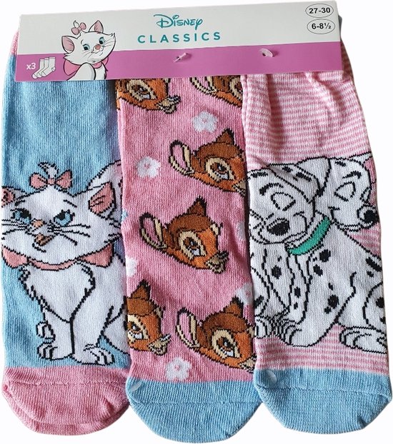 Disney -sokken Disney Classic- Bambi - Marie - 101 dalmatiers - 3 paar - meisjes- maat 27/30