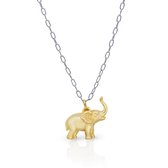 Schitterende Zilveren Halsketting met 18K Gold Plated Olifant
