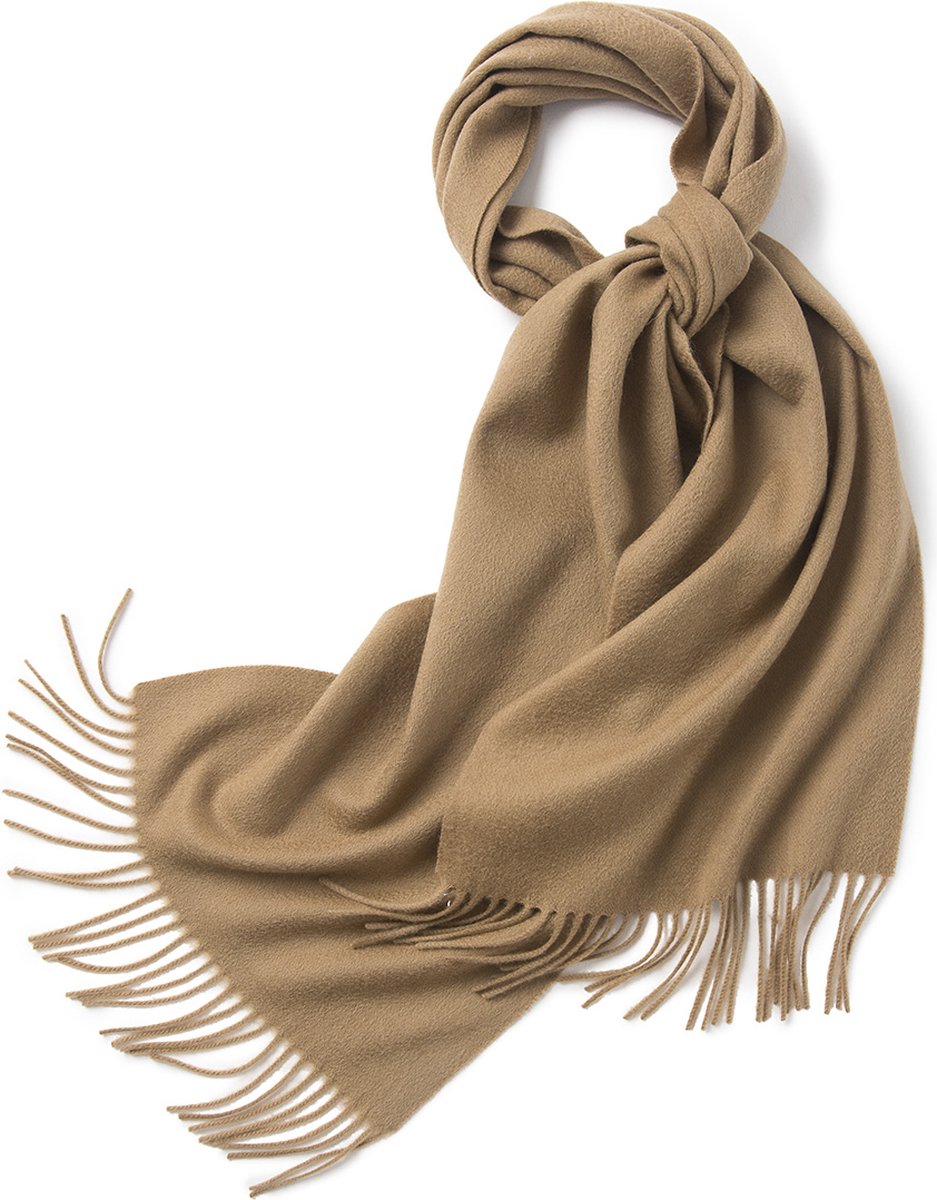 Hommard fijn geweven Lambswool scarf, lamswol, Sjaal, heren, dames, unisex, Camel, Uni