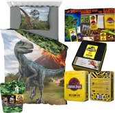 Jurassic World Dino Dekbedovertrek- 140x200- Polyester- 1persoons- Dinosaurus- incl. Welcome Kit Jurassic Park - Uniek !