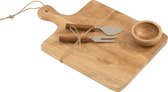 J-Line Kaasplank+Mes+Kom Mango Hout Naturel