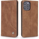 GSMNed - Leren telefoonhoes 12/12 Pro bruin - Luxe iPhone hoesje - iPhone hoes shockproof - pasjeshouder/portemonnee – bruin