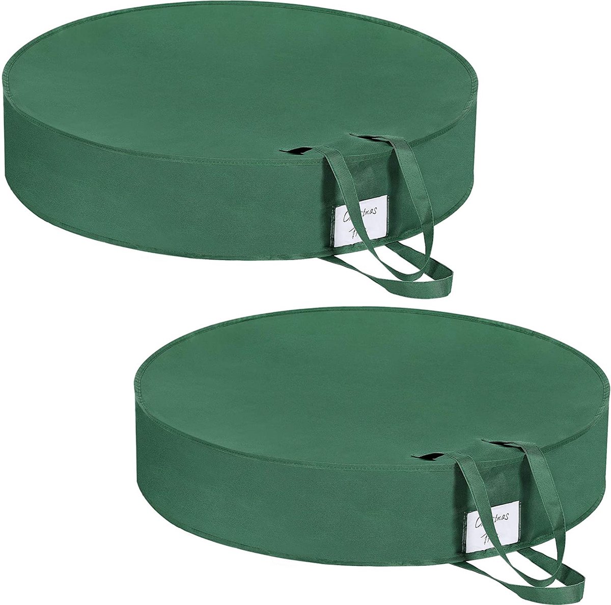 SONGMICS opbergzakken voor adventskrans, set van 2, opslag van kerstversieringen, met handvatten, dubbele ritssluiting en etikethouder, 76,2 x 16 cm (Ø x H), groen RXU001G02