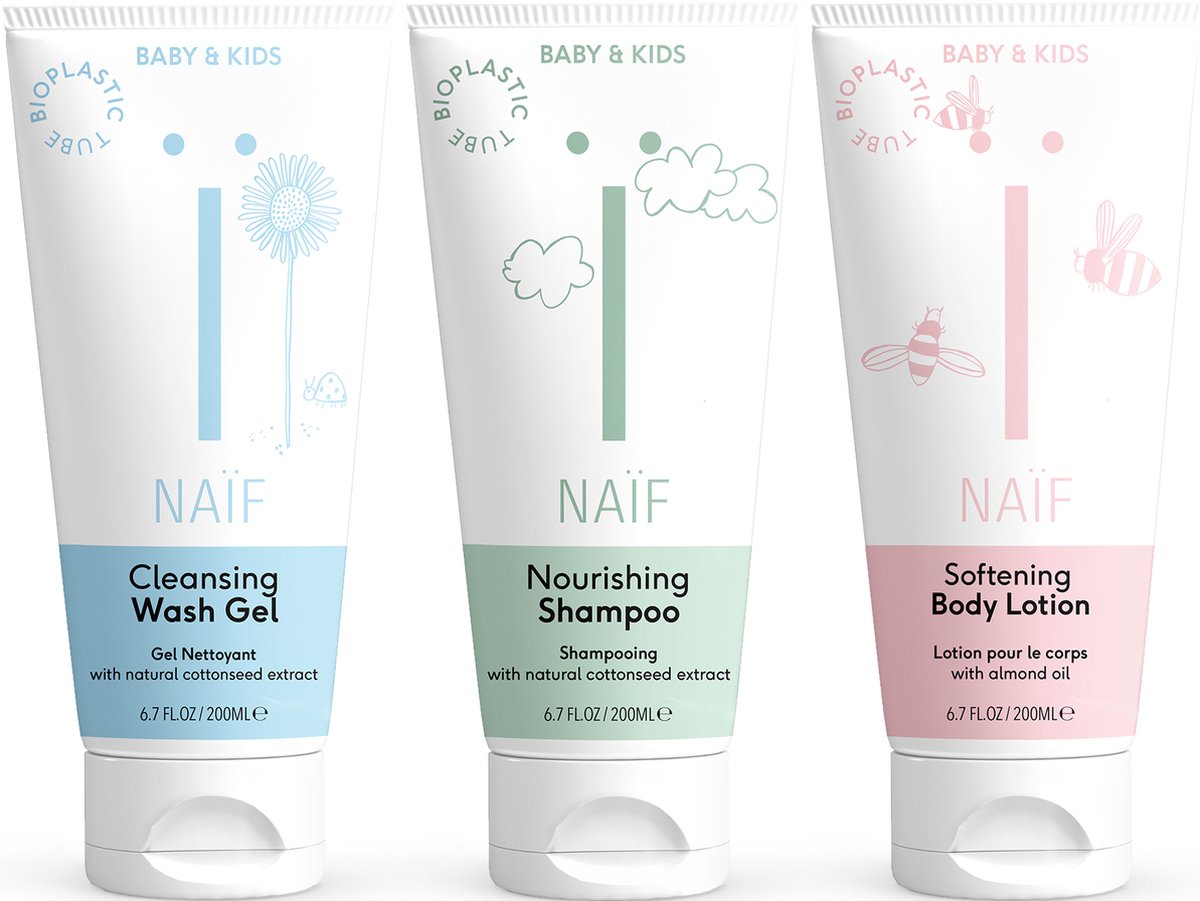 Naïf Shower Pakket Babyverzorging - 3 x 200ml - 3 Bestsellers - met ...