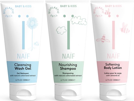 Naïf Shower Pakket Babyverzorging - 3 x 200ml - 3 Bestsellers - met Natuurlijke Ingrediënten