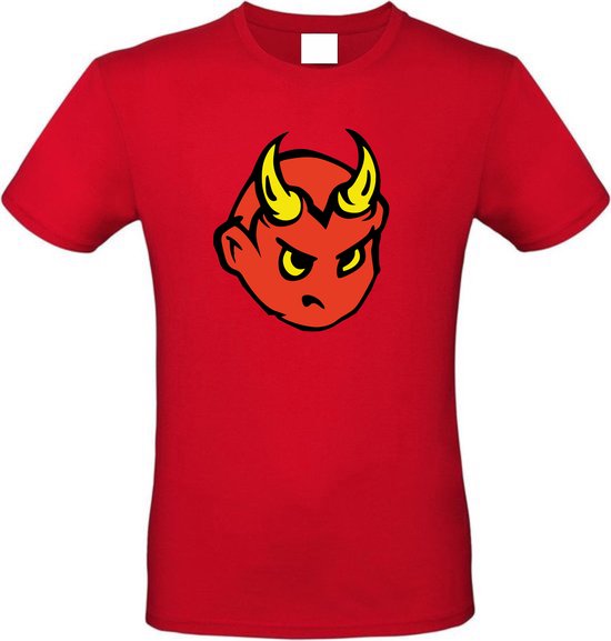 Halloween T-shirt rood met duivel | Halloween kostuum | feest shirt | enge outfit | horror kleding | maat M
