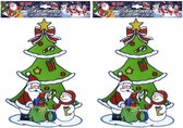 2x stuks kerst raamstickers sneeuwpop/kerstman plaatjes 30 cm - Raamdecoratie kerst - Kinder kerststickers