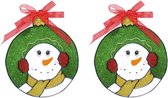 2x stuks kerst raamstickers sneeuwpop plaatjes 18 cm - Raamdecoratie kerst - Kinder kerststickers