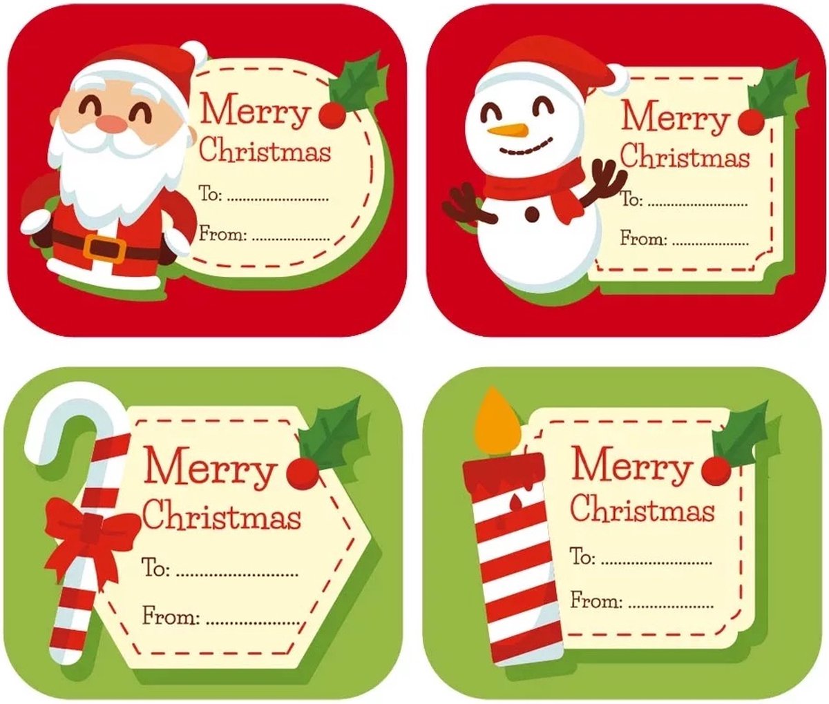 étiquettes autocollantes pour les cadeaux Père Noël ; rouges