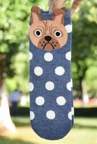 Gestippelde honden enkelsokken blauw - Cartoon Style - Hond - Unisex Sokken - Maat 36-41