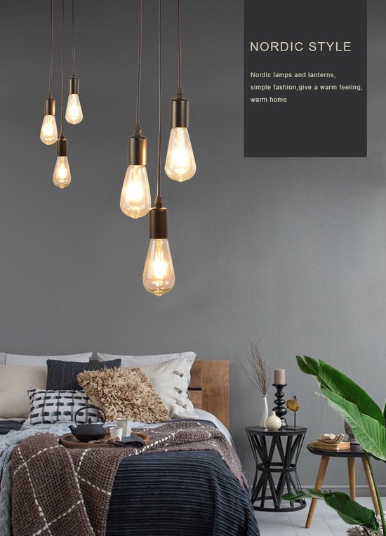 tweedehands De databank onduidelijk Industriele LED Hanglamp Zwart E27 3-LAMPEN - Minimalistisch Design |  bol.com