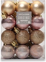 Kerstballen Set Roze & Goud |  24 stuks | 30 mm