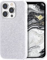 Apple iPhone 13 Pro Back Cover Telefoonhoesje | Zilver | TPU hoesje | Glitter