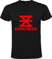 Enschede | Kinder T-shirt 104 | Zwart Rood | FC Twente | Voetbal | Stadswapen | Overijssel | Embleem