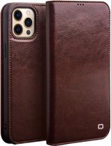 Qialino Genuine Leather Bookcase hoesje iPhone 13 Pro Max Bruin