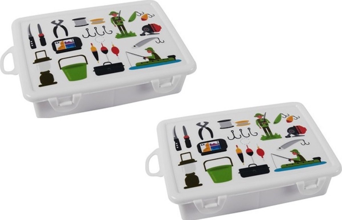 2 stuks kleine opbergdoosjes voor hengelsport benodigdheden 17,5 x 11,2 cm