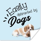 Poster Easily distracted by dogs - Quotes - Spreuken - Hond - 30x30 cm