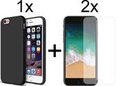 iParadise iPhone 6 hoesje zwart - iPhone 6s hoesje zwart siliconen case hoes cover - hoesje iphone 6 - hoesje iphone 6s - 2x iPhone 6/6s screenprotector screen protector