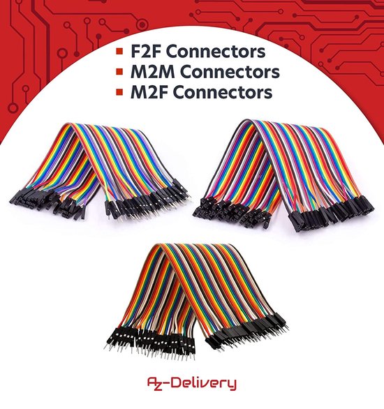AZDelivery Lot De 120 Fils De Câblage Jumper F2F Multicolores – Câbles Femelle-Femelle 20 Cm Pour Breadboard, Arduino, Raspberry Pi + E-Book Gratuit