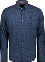 Twinlife Heren Oxford Print - Overhemden - Lichtgewicht - Elastisch - Blauw - 2XL