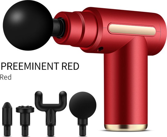 Mini Massage Gun 4 Koppen 6 Snelheden Rood - Mini - €44,95