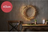 Gouden kerstkrans / deurkrans met 50 LED lampjes - 45 cm