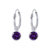 Joy|S - Zilveren kristal bedel (4 mm) oorbellen - paars - oorringen voor kinderen
