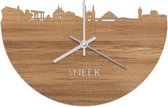 Skyline Klok Sneek Eikenhout - Ø 40 cm - Woondecoratie - Wand decoratie woonkamer - WoodWideCities