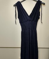 Dames empire elastiek stretch jurk Clair effen navy L/XL