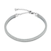 Grijze stoffen bedelarmband met sterling zilver slot