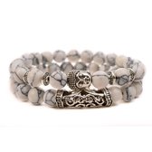 Natuursteen Malachiet armband | Frode | wit | kralen armband | Buddha