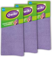 QWIKR Multi schoonmaakdoekjes - Voordeelverpakking (set van 3 stuks) - Tot 2x sneller een perfect schoon resultaat - Nieuwste generatie microvezel en een speciale duo werking