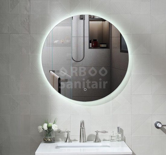 Badkamerspiegel rond 60 cm LED-verlichting rondom en spiegelverwarming Silfur bol.com