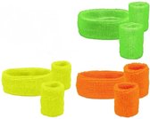 6 Lots de bandeaux avec bracelets - 2x jaune fluo + 2x vert fluo + 2x orange fluo.