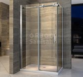 Douchecabine 120×90 Chroom met schuifdeur op rails glas 8 mm