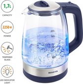 MARTA MT-1078 Glazen waterkoker - 2250W - 1.7L - LED - blue sapphire