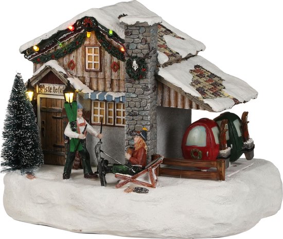 Luville Kerstdorp Miniatuur Pistehotel - L22,5 x B17 x H18,5 cm