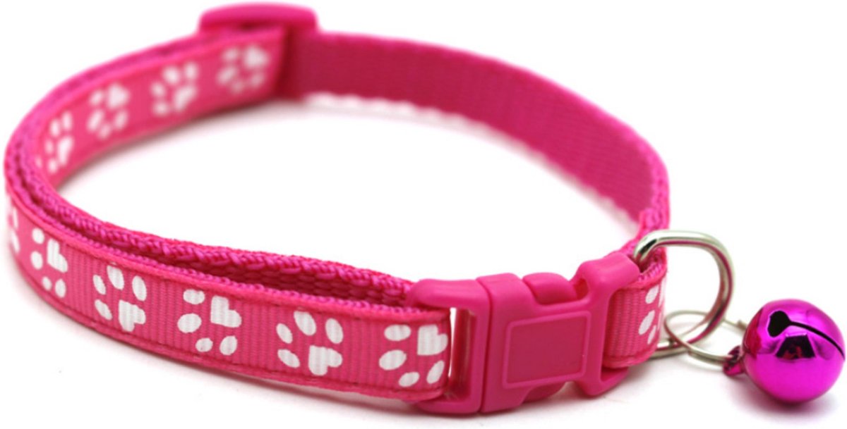 Kattenhalsband met belletje - Verstelbaar - 19 / 32 cm - Kattenbandje - Halsband kat - Cat - Kitten - Katten halsband - roze