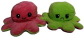 Mood Octopus Knuffel - Omkeerbaar - Emotie - 20 cm - Bekend van Tik Tok - Koraal roze / lime - Set van 2 stuks - Cadeau Tip!