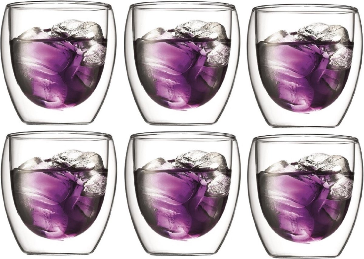 doel Kenmerkend Blaast op Bodum Pavina Dubbelwandig Glas - 0.25 l - 6 stuks | bol.com