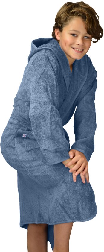 Badjas Kinder avec capuche ARTG Boyzz & Girlzz® - Blauw denim - Jeans Blue - Taille 152/164