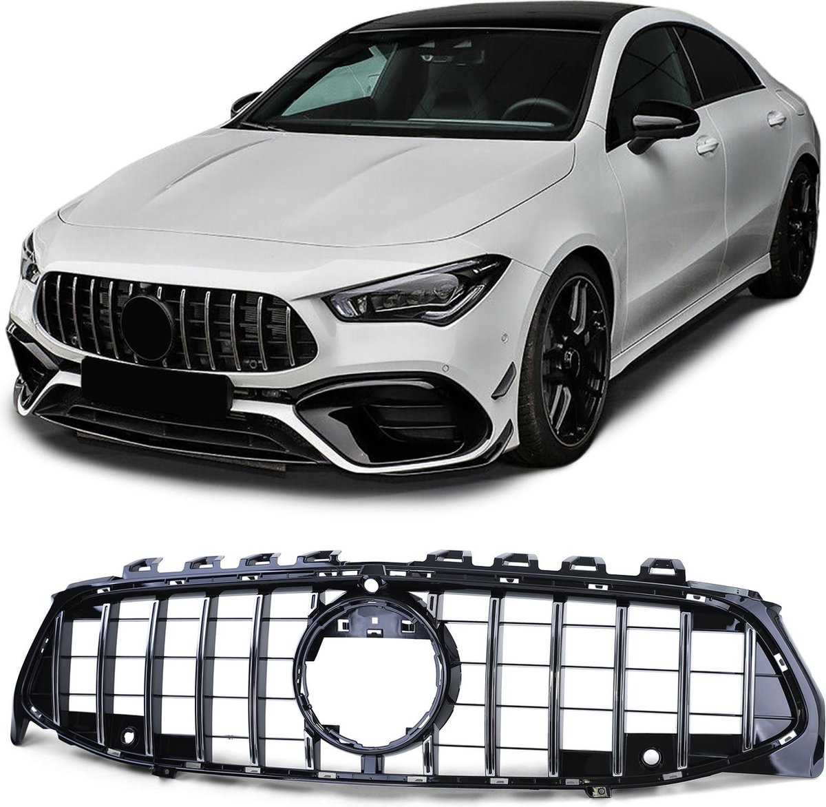 GRILL COMPATIBEL MET MERCEDES-BENZ W118 CLA-KLASSE ZWART CHROME MET FRONTCAMERA