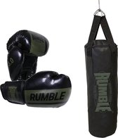 Rumble bokszak Kinderen Set Ready 3.0 Zwart/Army 70cm Bokshandschoen 8 Oz