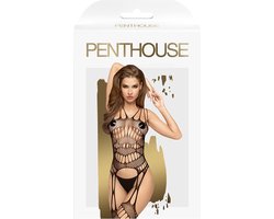 Penthouse Lingerie Fatal Look - Erotische Catsuit met Jarratels - Maat XL - Zwart