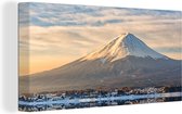 Canvas Schilderij Iconisch beeld van de Fuji berg in de Japanse prefectuur Yamanashi - 40x20 cm - Wanddecoratie