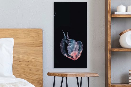 Tableau sur toile Méduse - Animaux aquatiques - Zwart - 20x40 cm - Décoration murale