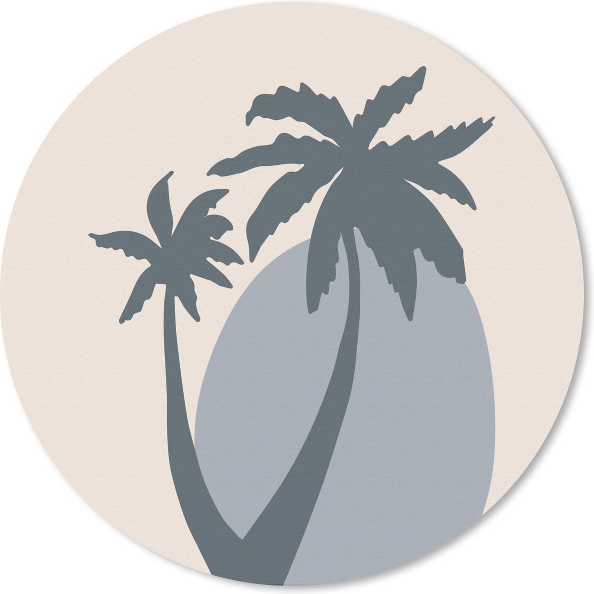 Muismat rond 30x30 cm - Mousepad Palmboom - Pastel - Zon - Blauw - Ronde muismatten